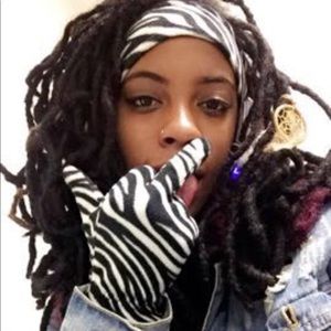 Zebra stripe glove and head band